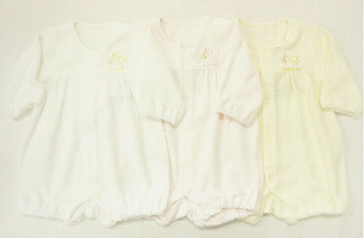 【メール便利用！送料込み】ショートオール(ベビー服) 無撚糸パイルとり刺繍25-30112*【シンクビー】