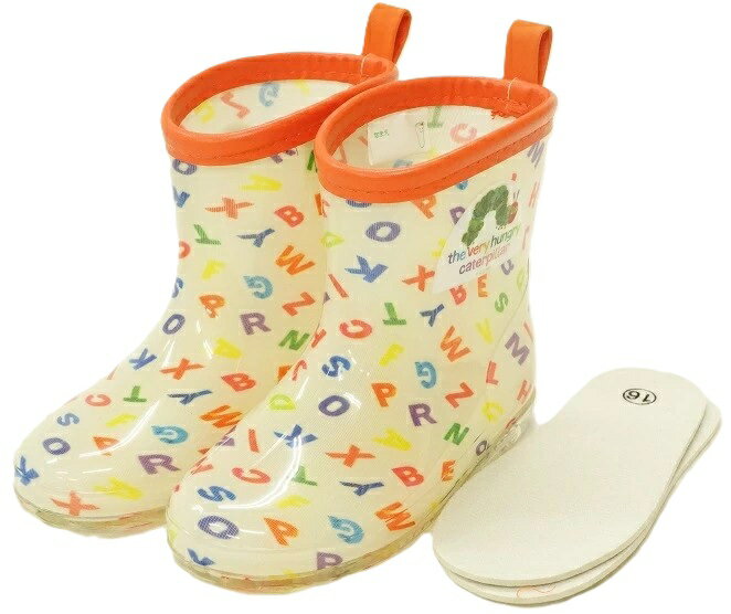 【メール便利用！送料込み】スケーター はらぺこあおむしアルファベット柄 子供用レインブーツ(RIBT14/..