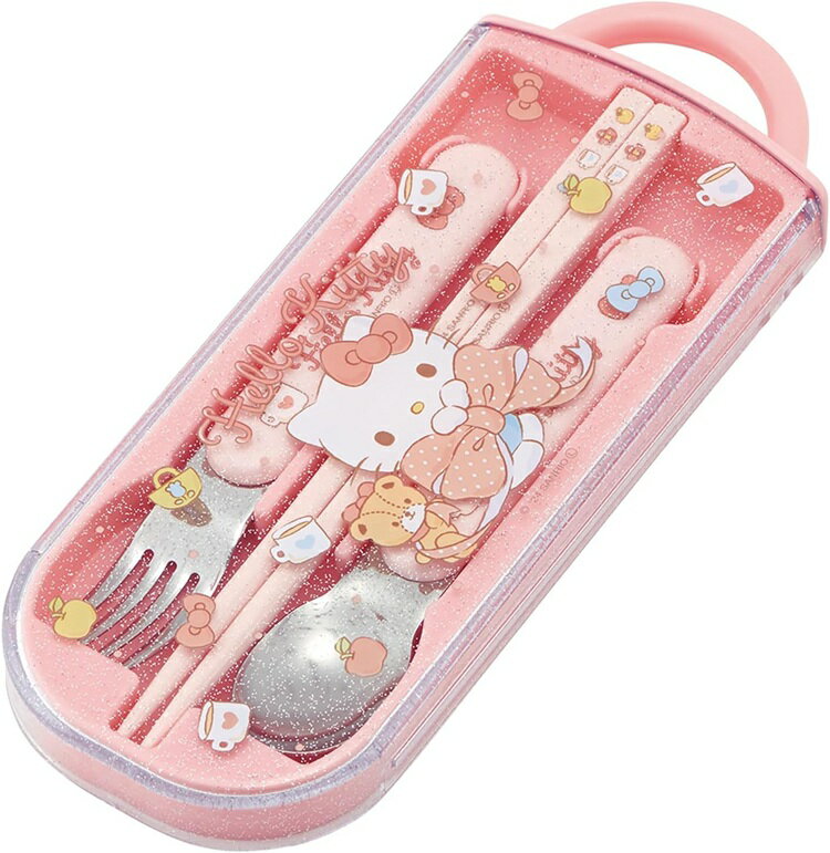 【メール便利用！送料込み】スケーター 抗菌食洗機対応スライド式トリオセット ハローキティビッグリボ..