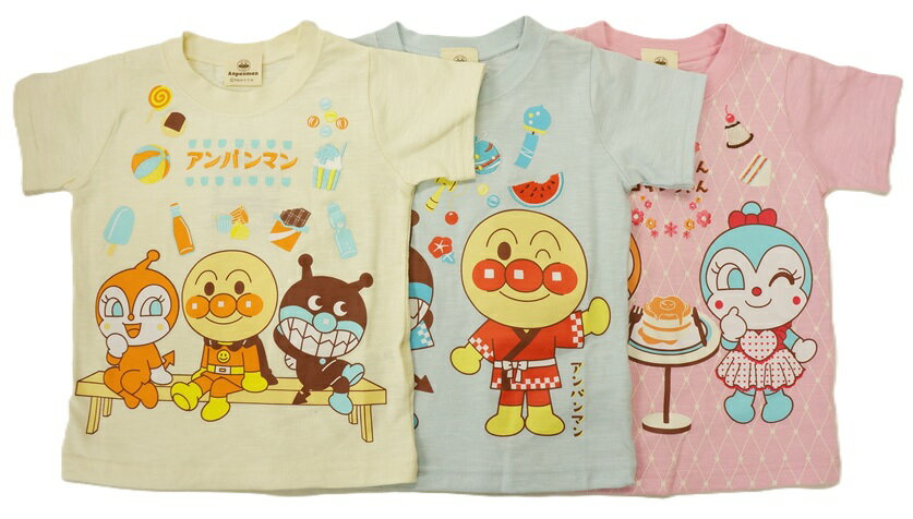 【メール便利用！送料無料】BANDAIそれいけ！アンパンマン半袖Tシャツ和柄シリーズ3柄(刺繍とプリント)SA3080スラブ天竺本体綿100%のサムネイル