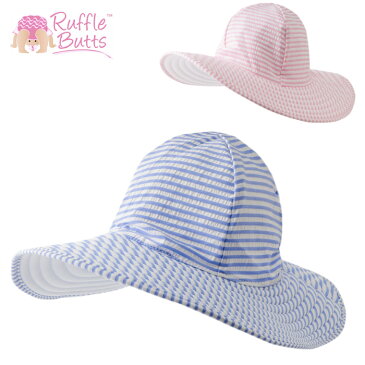 RUFFLE BUTTS ラッフルバッツ 帽子 RUFFLE BUTTS 日よけ ベビー帽子 シアサッカー スイム ハット Seersucker Swim Hat スイム ハット UPF50+ 日焼け対策 リバーシブル ハット チェック ベビー キッズ ギフト 【ク50%】