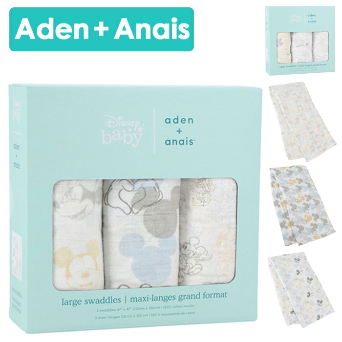 Aden+Anais おくるみ ディズニー 3枚 セット 正規品 Aden+Anais swaddles 3-pack ミッキーマウス ミニーマウス ダンボ 退院 冬 ベビー ブランケット 新生児 出産祝い ギフト