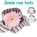 Jamie Rae Hats ジェイミーレイハット サンハット ブラウンドットマルチストライプ ベビーキッズサンハット Brown Pink Dot Multistripe Sun Hat ベビー帽子 ベビーハット 日よけ コサージュ ジェイミーレイ