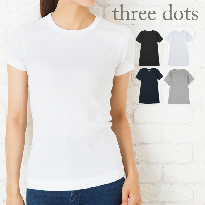 スリードッツ Tシャツ Three Dots Essential Heritage Knit Crew Tee AA1C032 スリードッツ カットソー 半袖 Tシャツ レディース 【メ..