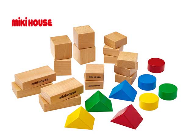 【マラソン期間ママ割でP2倍〜】ミキハウス 　ウッドブロック【箱入】お片付け袋付【46-1284-823】MIKIHOUSE【※要エントリー】【4/9 20:00-4/16 01:59まで】のサムネイル