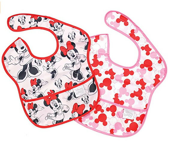 バンキンス Super Bib 2枚セット Minnie（ピンク）6～24カ月Disney baby 離乳食準備 お食事エプロン 洗濯機可能 防水 簡単装着