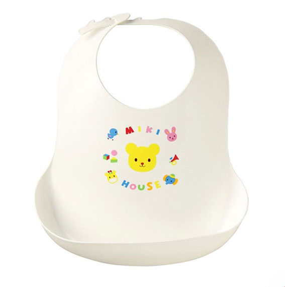 【マラソン期間ママ割でP2倍〜】【ラッピング不可】ミキハウス ポケット付きランチスタイ（お食事エプロン）白 【40-2966-362】【※要エントリー】【5/9 20:00-5/16 01:59まで】のサムネイル