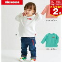【マラソン期間ママ割でP2倍~】ミキハウス 長袖Tシャツ【10-5260-684】80cm 90cm 100cm ベビー服 お出かけ カラフル おそろい ロゴ ...
