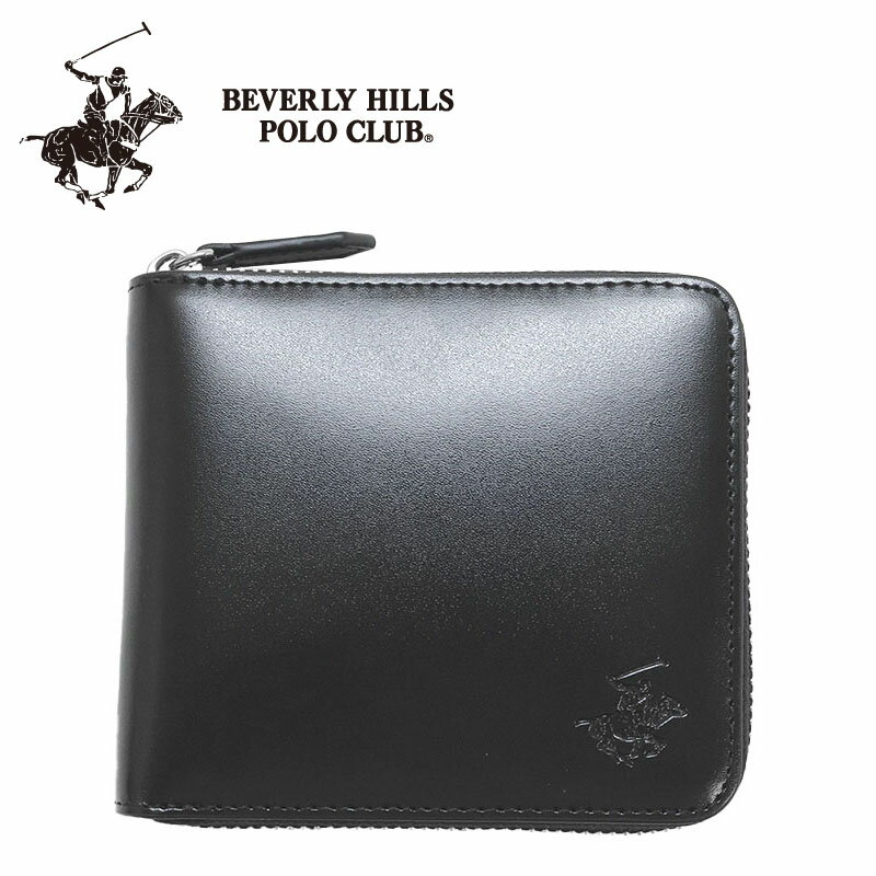 ビバリーヒルズポロクラブ BEVERLY HILLS POLO CLUB ラウンドファスナー 二つ折り財布 カウレザー ロゴ 小銭入れ メンズ 男性 bhgm1004 専属BOX付