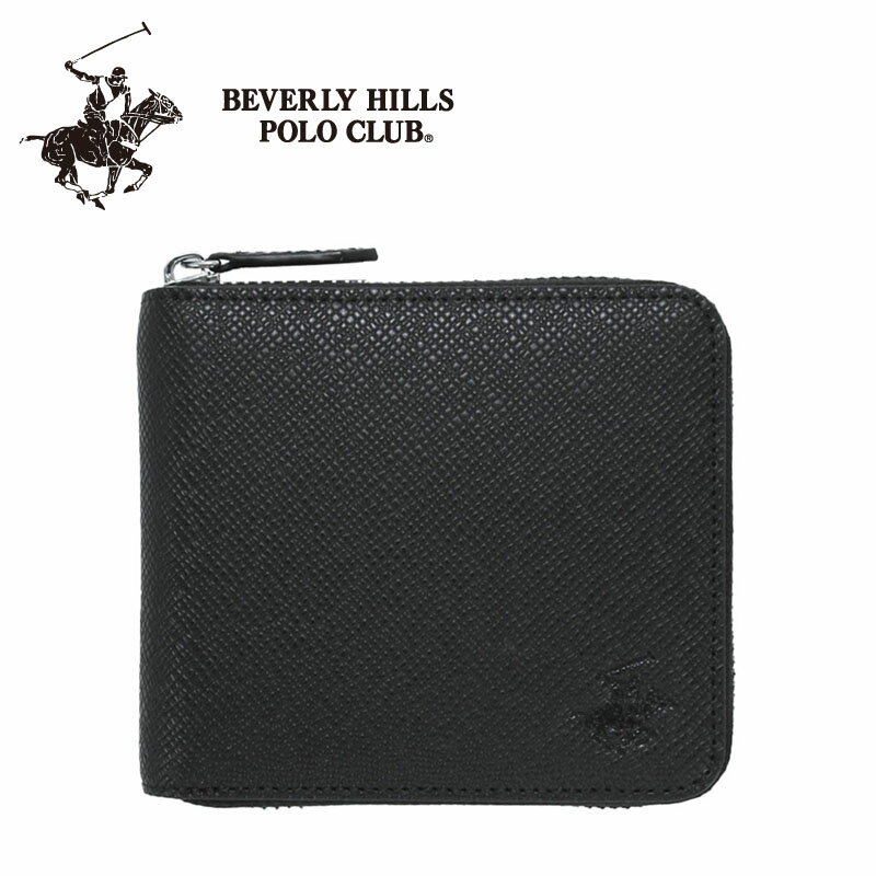 ビバリーヒルズポロクラブ BEVERLY HILLS POLO CLUB ラウンドファスナー 二つ折り財布 カウレザー ロゴ 小銭入れ メンズ 男性 bhgm3004 専属BOX付