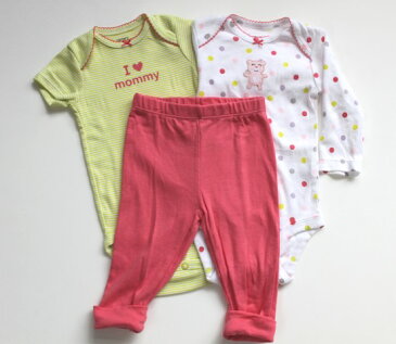 カーターズ【Carter's】(カーターズ セット) 長袖ボディ・半袖ボディ・パンツ 3点セット☆マルチドット×くまチャン