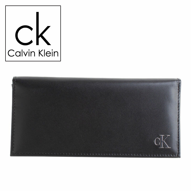 カルバンクライン 財布（メンズ） カルバンクライン Calvin Klein 二つ折り長財布 レザー 小銭入れ付き ロゴ プレート メンズ 31kj190001 BOX付