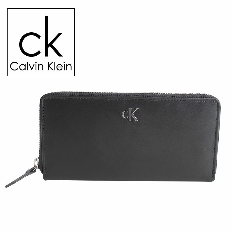 カルバンクライン Calvin Klein ラウンドファスナー長財布 小銭入れ付き レザー ロゴ プレート メンズ 31kj190002 BOX付