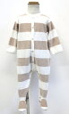プチバトー【PETIT BATEAU】(プチバトー カバーオール) 足つきカバーオール☆ホワイト×ベージュボーダー(4)