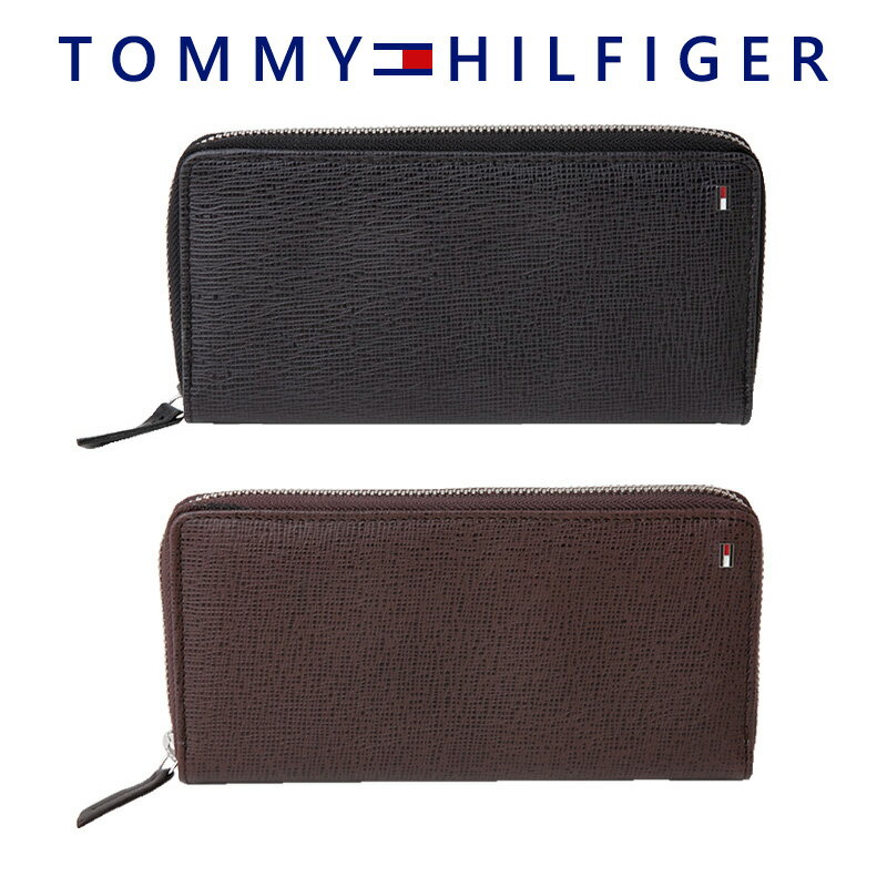 トミーヒルフィガー TOMMY HILFIGER ラウンドファスナー長財布 ロゴ レザー メンズ 31tl190011 BOX付