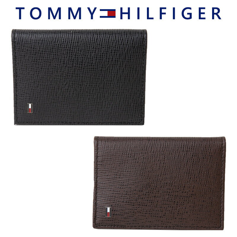 トミーヒルフィガー 名刺入れ（メンズ） トミーヒルフィガー TOMMY HILFIGER 名刺入れ カードケース レザー ロゴ メンズ 31tl200031 BOX付