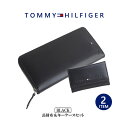 トミーヒルフィガー キーケース（レディース） トミーヒルフィガー TOMMY HILFIGER ラウンドファスナー長財布 キーケース セット レザー メンズ ギフト プレゼント 贈り物 新生活 31tl13x015 31tl17x005 BLACK BOX付