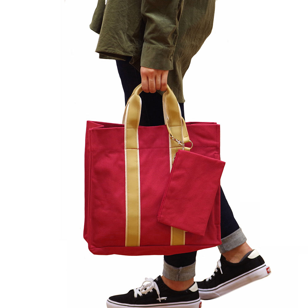 トートバッグ ROOTOTE SN.ミディアム リぺレントキャンパス 2019新作 別売りストラップでショルダー対応！ はっ水加工 ポーチ付き 通勤通学 レディーストート ルートート MEDIUM レッド