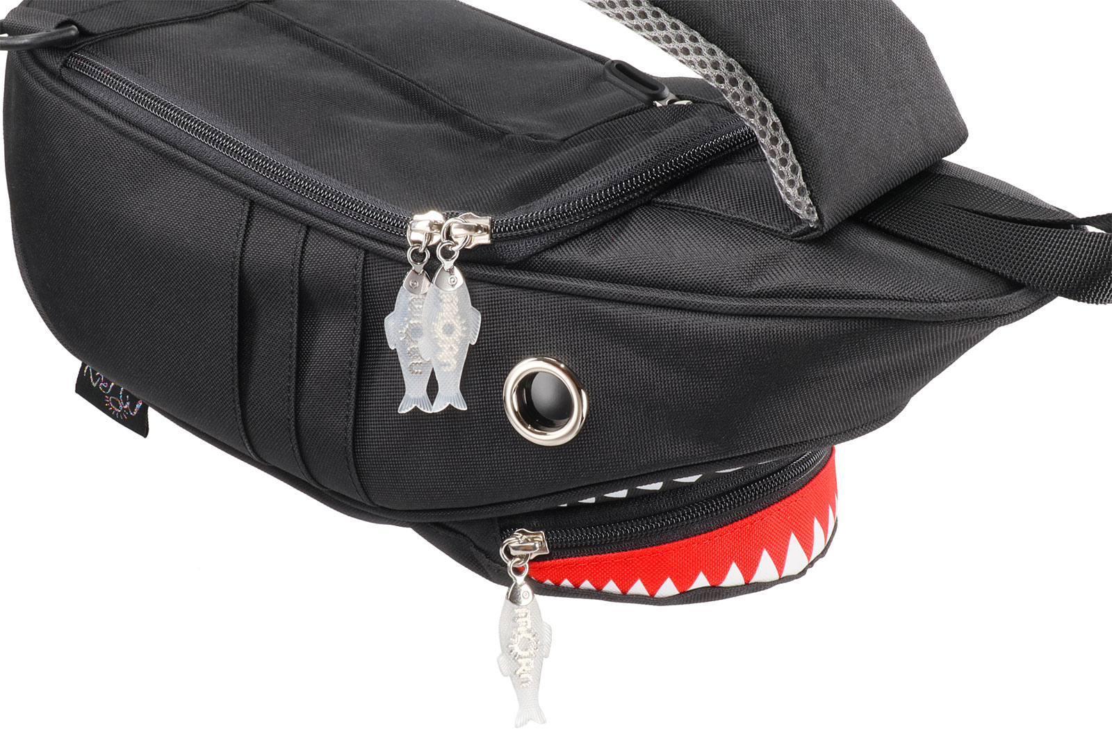 ウエストポーチ モーンクリエイションズ シャークスリングバッグ 5L 2019新作 収納スペースは全部で10ヶ所！ ファスナー付きポケット ウエストバッグ ウエストバック MORN CREATIONS サメバッグ シャークバッグ ブラック