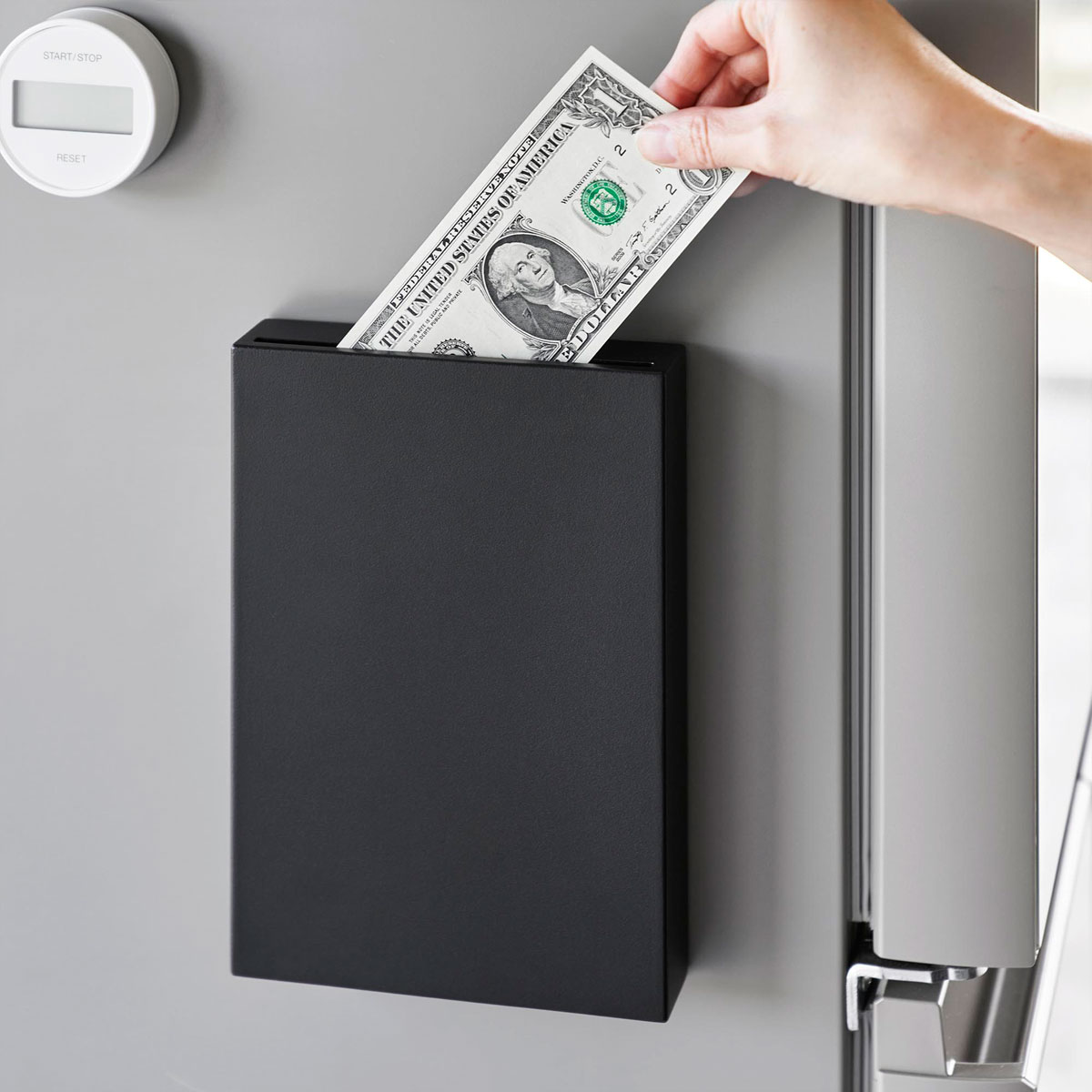 貯金箱 山崎実業 正規品 tower タワー マグネット貯金箱 お札も折らずに入る貯金箱 お札 レシート 領収..