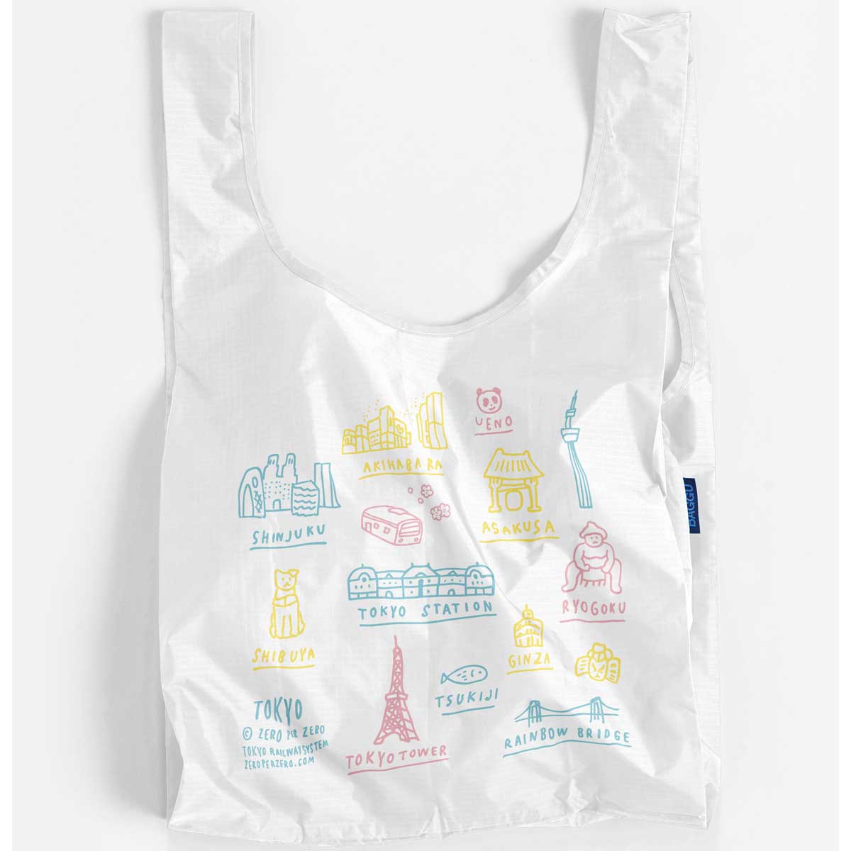 エコバッグ バグー 正規品 BAGGU バグゥ 2024新作秋 スタンダードバグゥ ZPZ TOKYO MAP お買い物はもちろん 旅行やジムに ZERO PER ZERO デザイン ゼロパーゼロ 折りたたみ 収納コンパクト STANDARD BAGGU ホワイト