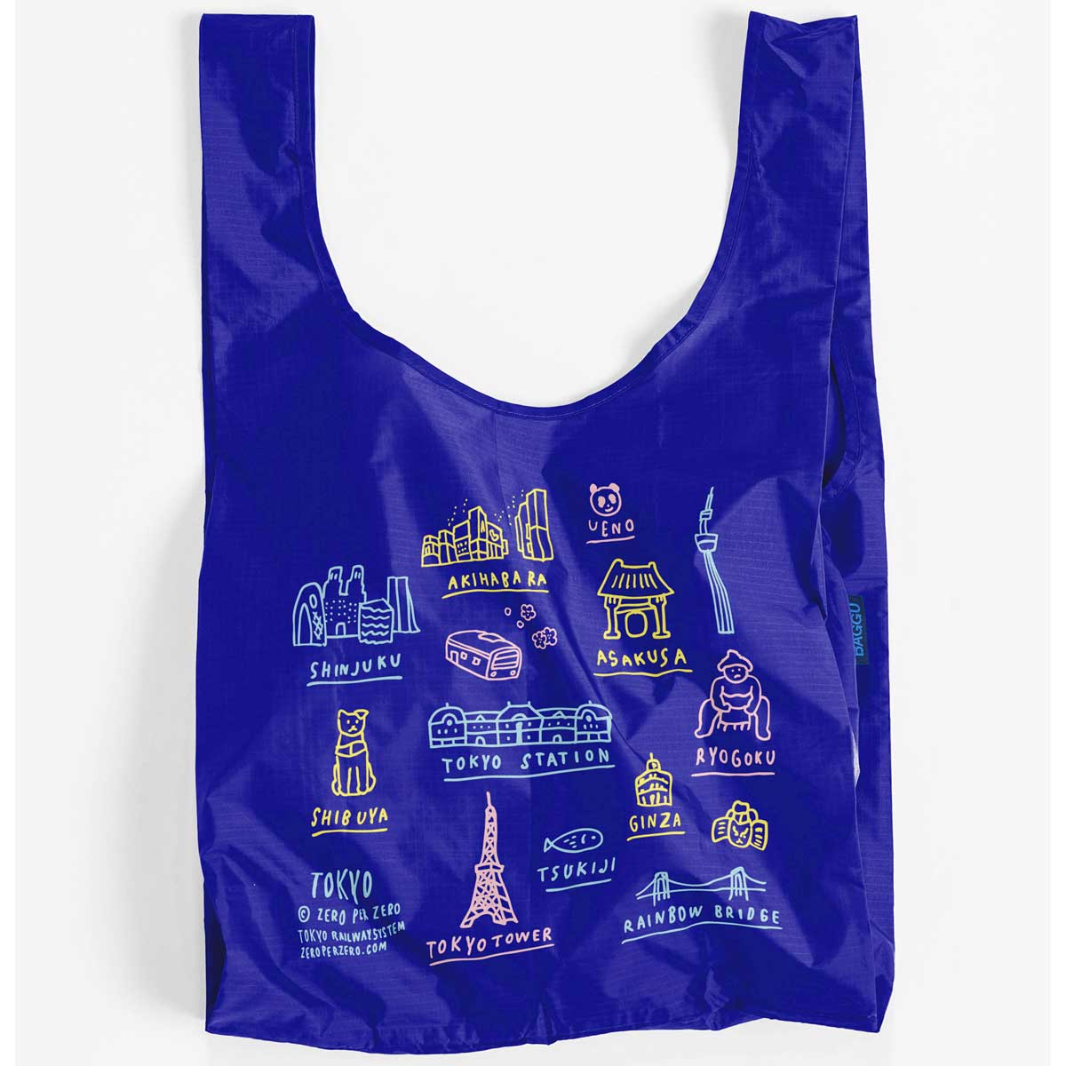エコバッグ バグー 正規品 BAGGU バグゥ 2024新作秋 スタンダードバグゥ ZPZ TOKYO MAP お買い物はもちろん 旅行やジムに ZERO PER ZERO デザイン ゼロパーゼロ 折りたたみ 収納コンパクト STANDARD BAGGU コバルト