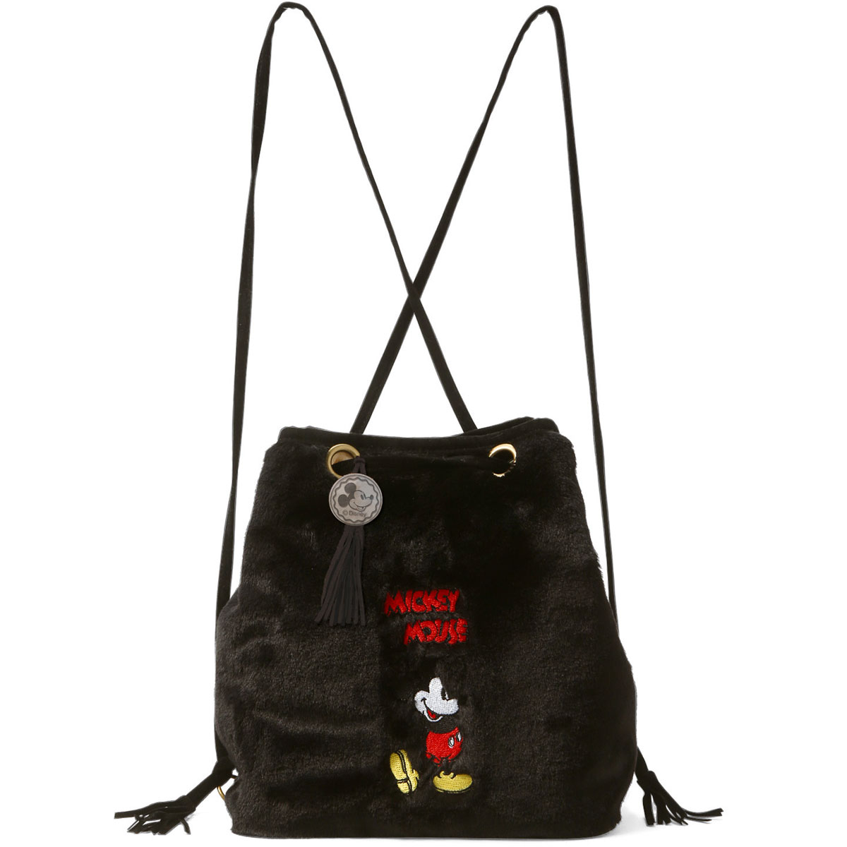 トートバッグ ルートート SY.ベビールーファーミッキーA ミッキーマウス リュック ショルダー 3WAYトート 小さめ 大人向け 刺繍 刺しゅう かわいい小さめリュックにも♪ ROOTOTE babyroo ブラックのサムネイル