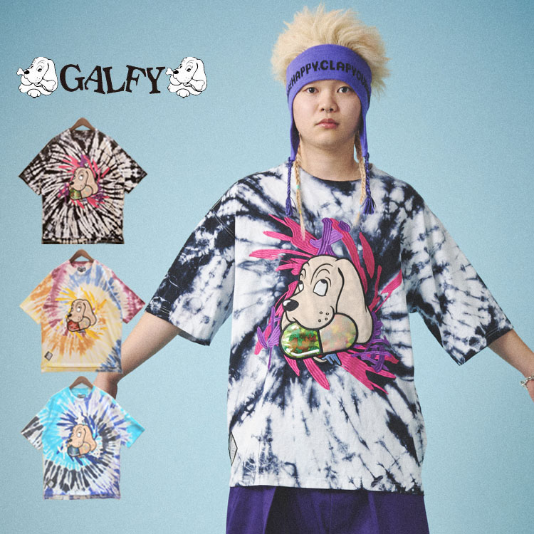 Rakuten - GALFY タイダイ染め 半袖 Tシャツ 犬中毒 ガルフィー オーバーサイズ ビッグサイズ イヌ ロゴ 刺しゅう ロゴ ストリート カジュアル Tシャツ メンズ レディース 半袖Tシャツ ユニセックス ゆったり 半袖Tシャツ 半袖TEE 通勤 通学 旅行 フェス イベント プレゼント