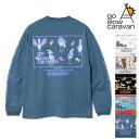 go slow caravan 長袖Tシャツ スクエアLOGO バックプリント ロングスリーブ Tシャツ メンズ カットソー クルーネック ロンT 長袖 Tシャ...