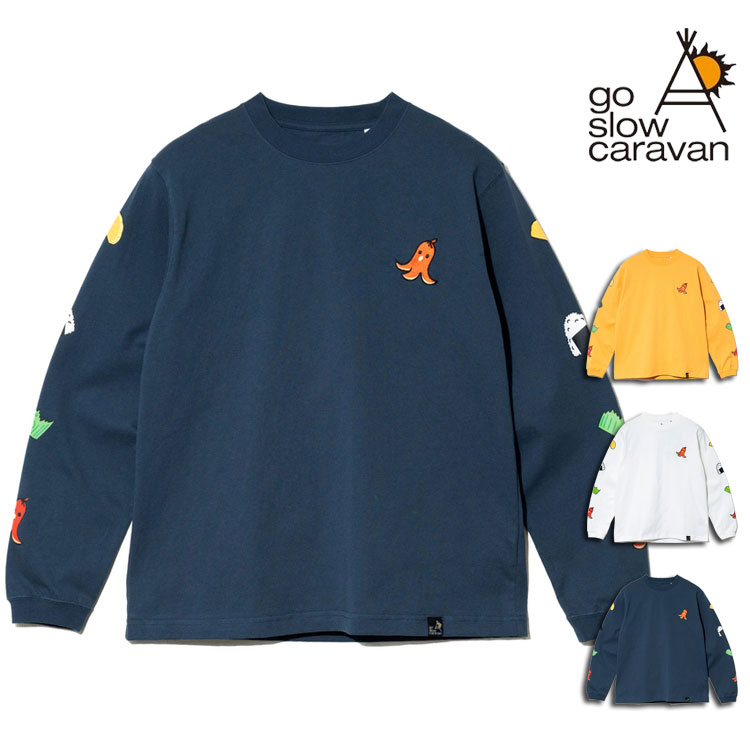 Rakuten - go slow caravan お弁当柄 長袖 Tシャツ タコさんウインナー プリント 長袖 TEE ロングスリーブ 綿100% USAコットン USA/C シリーズ カットソー クルーネック トップス アウトドア イベント ユニセックス ロンTEE メンズ レディース 男女兼用 通勤 通学 旅行 プレゼント