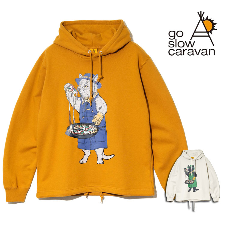 Rakuten - go slow caravan ヘムスピンドル フーディー スキレット ピザ 猫 プリント スウェット パーカー プルパーカー キャンパー 猫 プリント ヘビーウェイト ベーシックシルエット メンズ レディース ユニセックス トップス アウトドア キャンプ 通勤 通学 旅行 プレゼント