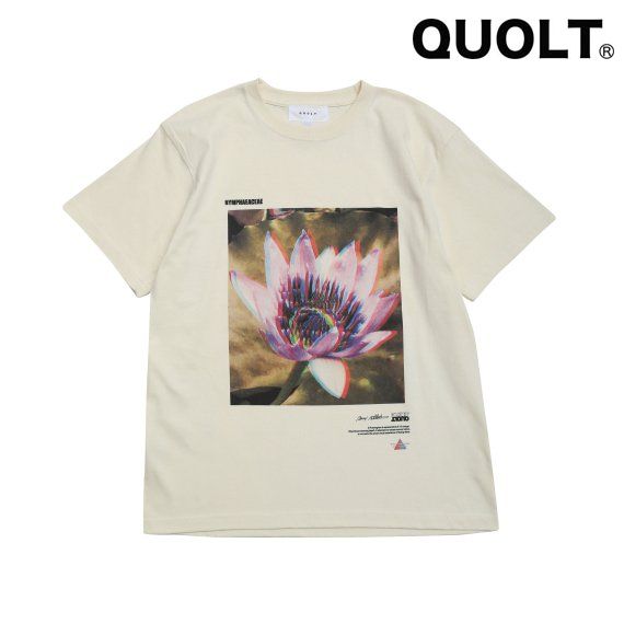 Rakuten - QUOLT 半袖 Tシャツ プリント ユニセックス トップス 3D-FLOWER TEE IVORY アイボリー 通勤 通学 旅行 フェス 服装 プレゼント