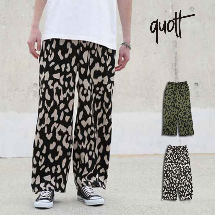 QUOLT クオルト ABSTRACT PANTS 総柄パンツ イージーパンツ ウエストゴム 裾絞りドローコード 軽量 通気性 ちりめん生地 メッシュポケット ストリート メンズ レディース ユニセックス