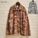 Revo. ミックスボーダーニット カーディガン ルーズフィット モヘアライク ニット グラデーション ミックスカラー シャギーニット シャツカーディガン ニッ...