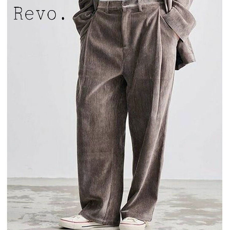 乐天商城 - Revo. シェニール生地 2タックパンツ シェニール織り ワイドストレート スラックスパンツ タックパンツ ルーズシルエット タックインスタイル 起毛感 ウエストゴム 紐 デイリー ファッション 通学 旅行 ユニセックス ドレッシー クラシカル 秋 冬 セットアップ 可