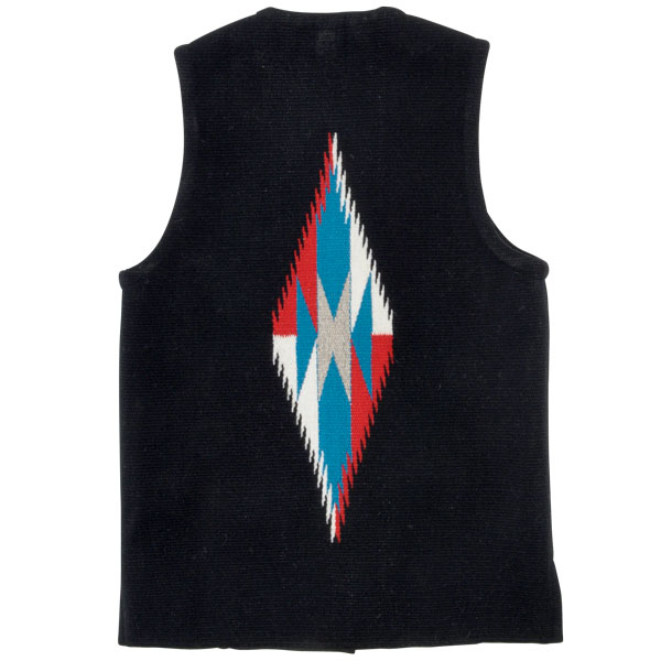 【ORTEGA'S】(オルテガ) SQUARE FRONT CHIMAYO VEST / スクウェアフロント チマヨ ベスト サイズ34 (ブラック) 渋谷 バックドロップ 渋谷の老舗アメカジショップ the back drop コラボ JERZEES