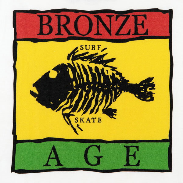 【BACKDROP x BRONZE AGE】(バックドロップ別注) FISH LOGO S/S TEE RASTA / フィッシュロゴ 半袖Tシャツ ラスタカラー (レッド/グリーン) 渋谷 バックドロップ the back drop アメカジ定番 サーフ スケート オールドスクール [ネコポス対応] 3