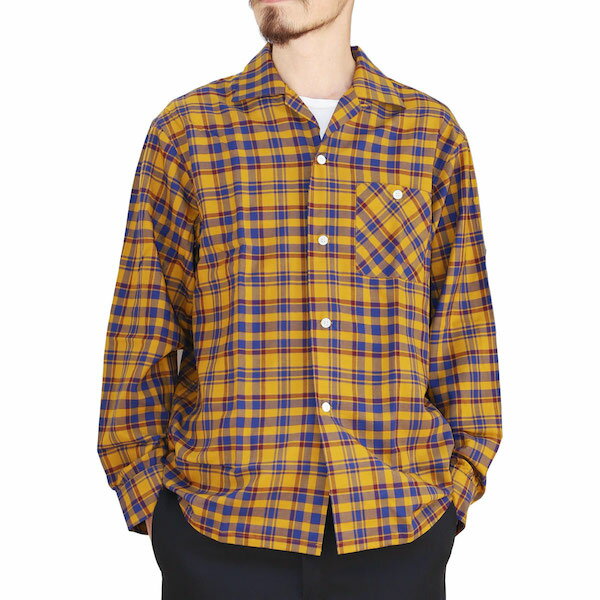 楽天アメカジのバックドロップbackdrop【BACKDROP】（バックドロップ） L/S RAYON CHECK SHIRT / 長袖 レーヨン チェックシャツ （イエロー） 渋谷 バックドロップ 渋谷の老舗アメカジショップ the back drop アメカジ オールドスタイル