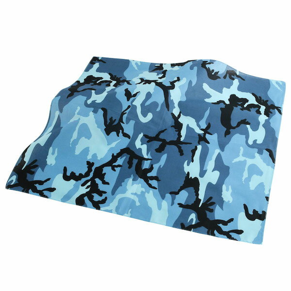 【ROTHCO】(ロスコ) CAMO BANDANA (4138) / カモ柄 バンダナ (スカイブルー カモ) バックドロップ 老舗アメカジショップ the back drop ミリタリー 大判 アウトドア [ネコポス対応]