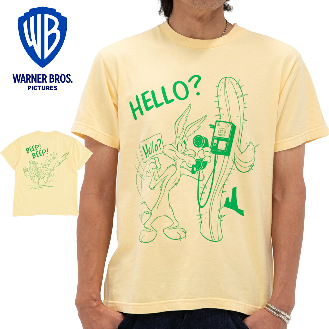 アメカジ tシャツ メンズ ワーナーブラザーズ ルーニーテューンズ ワイリーコヨーテ HELLO 半袖 tシャツ ナチュラル 渋谷 バックドロップ別注 レディース 大きいサイズ バックプリント キャラ…