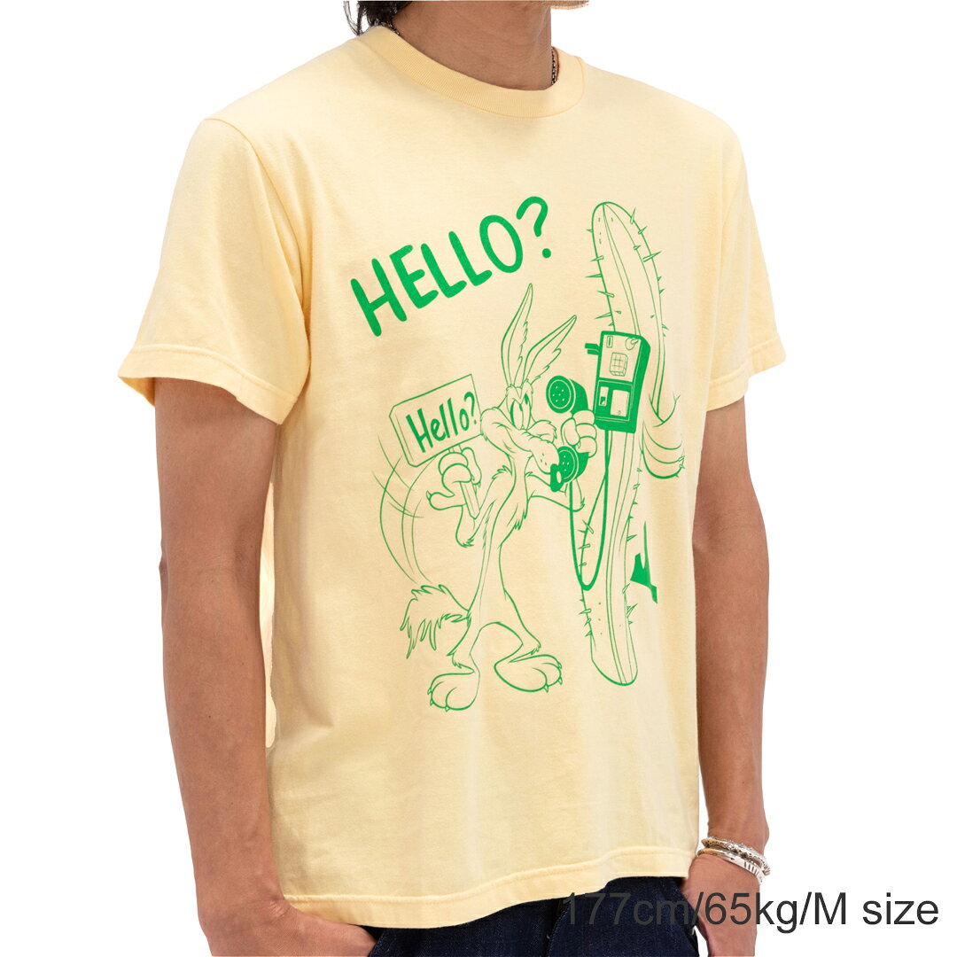 ルーニーテューンズ　ロードランナー　Tシャツ　プリント　黄緑　ワーナーブラザーズ ルーニーテューンズ ロードランナー Tシャツ プリント 黄緑 ワーナー