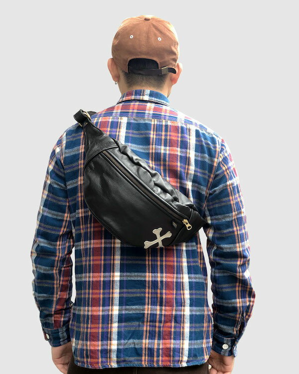 BACKDROP別注VANSONファニーパック　クロスボーン　ブラック VANSON】(バンソン) ニューファニーパック with クロスボーン