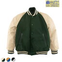 【HEWITT】(ヒューイット) Stadium Jacket raglan sleeve / スタジアムジャケットラグランスリーブ (フォレスト/クリーム) 渋谷アメカジ バックドロップ メンズ スタジャン アメリカ バックドロップ別注 made in usa