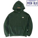 【PRISON BLUES】(プリズンブルース) LETTER BLOCK LOGO HOOD SWEAT SHIRT / レターブロックロゴ POパーカー (フロストグリーン) 渋谷アメカジ バックドロップ メンズ POパーカー ワンポイント アメリカ製