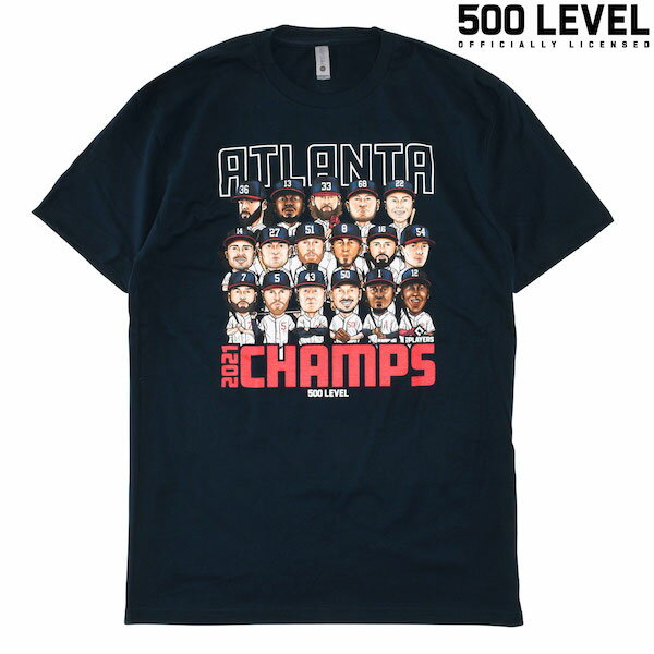 【500 LEVEL】(500レベル) ATLANTA BASEBALL 2021 CHAMPIONS TEE / アトランタ ベースボール 2021 チャンピオン Tシャツ (ネイビー) バックドロップ 老舗アメカジショップ the back drop スポーツ MLB NBA NFL NHL