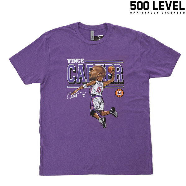 【500 LEVEL】(500レベル) Vince Carter CARTOON TEE / ヴィンスカーター 半袖Tシャツ (パープル) 渋谷アメカジ バックドロップ the backdrop メンズ Tシャツ スポーツ NBA バスケットボール