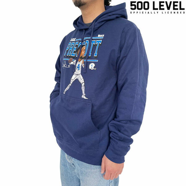 (500レベル) Dak Prescott CARTOON HOODIE / ダック プレスコット カートゥーン パーカー (ネイビー) バックドロップ 老舗アメカジショップ the back drop スポーツ MLB NFL NBA NHL