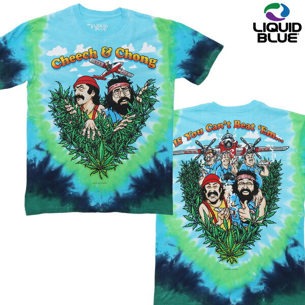 [20%OFF]【LIQUID BLUE】(リキッドブルー) CHEECH AND CHONG FIELDOF DREAMS TIE-DYE TEE / チーチ＆チョン フィールドオブドリーム タイダイ 半袖Tシャツ (タイダイ) バックドロップ 老舗アメカジショップ 70s ヒッピー カウンターカルチャー バンド [ネコポス対応]