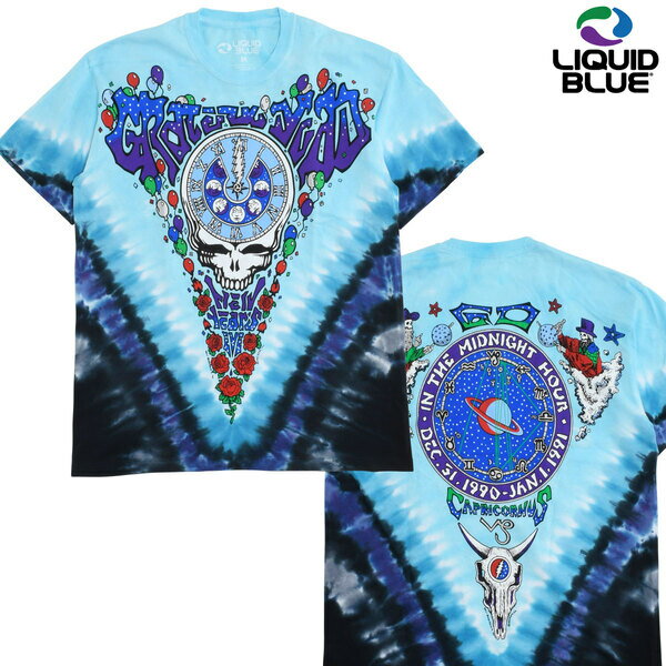 [20%OFF]【LIQUID BLUE】(リキッドブルー) MIDNIGHT HOUR GRATEFUL DEAD TIE-DYE TEE / グレイトフルデッド ミッドナイトアワー タイダイ 半袖Tシャツ (タイダイ) バックドロップ 老舗アメカジショップ 70s ヒッピー カウンターカルチャー バンド [ネコポス対応]