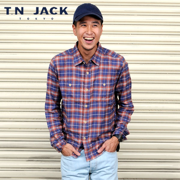 [20%OFF]【T.N JACK】(ティーエヌジャック) Ombre Check Work Shi